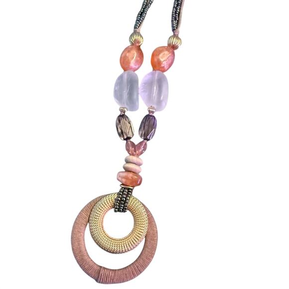 Chico’s Large Beaded Pendant Statement Necklace - Picture 1 of 8